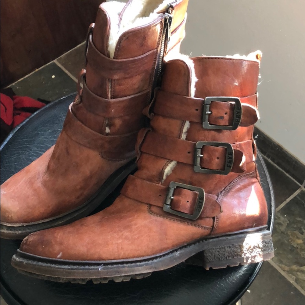 Frye Valerie Strappy Shearling Winter Boot